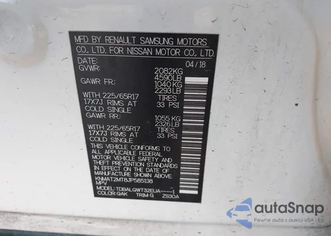 2018 Nissan Rogue Sv из США, поврежденный, VIN KNMAT2MT8JP585138